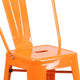 Orange |#| 24inch High Orange Metal Indoor-Outdoor Counter Height Stool with Back