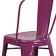 Purple |#| 24inch High Purple Metal Indoor-Outdoor Counter Height Stool with Back