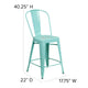 Mint Green |#| 24inch High Mint Green Metal Indoor-Outdoor Counter Height Stool with Back