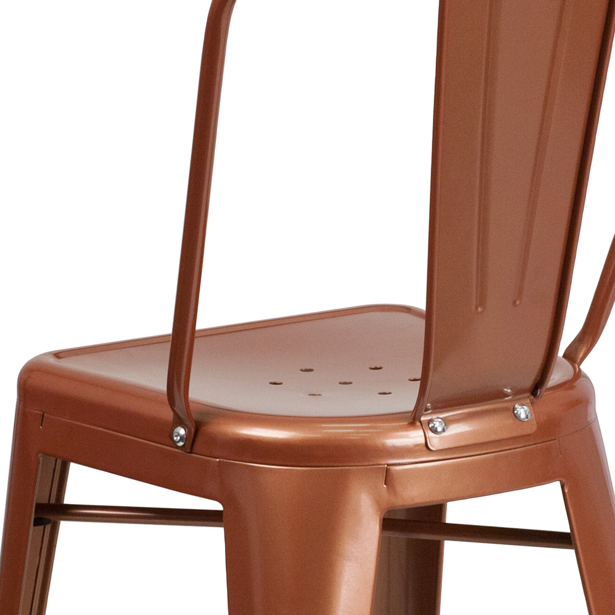 Copper |#| 24inch High Copper Metal Indoor-Outdoor Counter Height Stool with Back