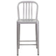 Silver |#| 24inch High Silver Metal Indoor-Outdoor Counter Height Stool w/ Vertical Slat Back