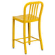 Yellow |#| 24inch High Yellow Metal Indoor-Outdoor Counter Height Stool w/ Vertical Slat Back