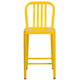 Yellow |#| 24inch High Yellow Metal Indoor-Outdoor Counter Height Stool w/ Vertical Slat Back