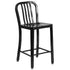 Commercial Grade 24" High Metal Indoor-Outdoor Counter Height Stool with Vertical Slat Back