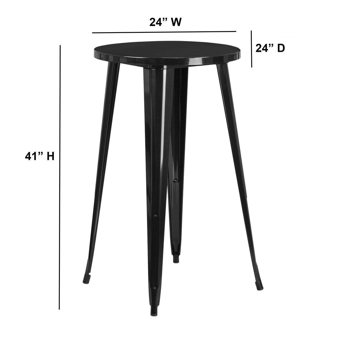 Black |#| 24inch Round Black Metal Indoor-Outdoor Bar Height Table - Restaurant Table