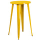Yellow |#| 24inch Round Yellow Metal Indoor-Outdoor Bar Table Set with 2 Cafe Stools