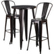 Black-Antique Gold |#| 24inch Round Black-Gold Metal Indoor-Outdoor Bar Table Set with 2 Cafe Stools