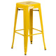 Yellow |#| 24inch Round Yellow Metal Indoor-Outdoor Bar Table Set with 2 Backless Stools