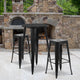 Black |#| 24inch Round Black Metal Indoor-Outdoor Bar Table Set with 2 Backless Stools