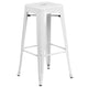 White |#| 24inch Round White Metal Indoor-Outdoor Bar Table Set with 2 Backless Stools