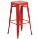 Red |#| 24inch Round Red Metal Indoor-Outdoor Bar Table Set with 2 Backless Stools