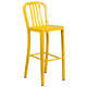 Yellow |#| 24inch Round Yellow Metal Indoor-Outdoor Bar Table Set with 2 Slat Back Stools