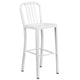 White |#| 24inch Round White Metal Indoor-Outdoor Bar Table Set with 2 Slat Back Stools