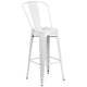 White |#| 24inch Round White Metal Indoor-Outdoor Bar Table Set with 4 Cafe Stools