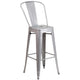 Silver |#| 24inch Round Silver Metal Indoor-Outdoor Bar Table Set with 4 Cafe Stools