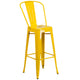 Yellow |#| 24inch Round Yellow Metal Indoor-Outdoor Bar Table Set with 4 Cafe Stools