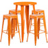 Commercial Grade 24" Round Metal Indoor-Outdoor Bar Table Set with 4 Square Seat Backless Stools