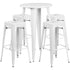 Commercial Grade 24" Round Metal Indoor-Outdoor Bar Table Set with 4 Square Seat Backless Stools