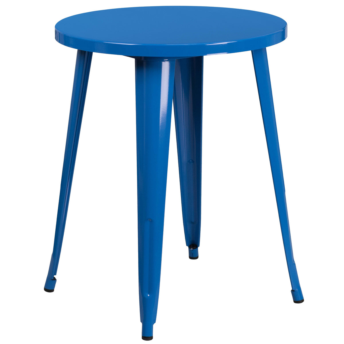 Blue |#| 24inch Round Blue Metal Indoor-Outdoor Table - Restaurant Furniture