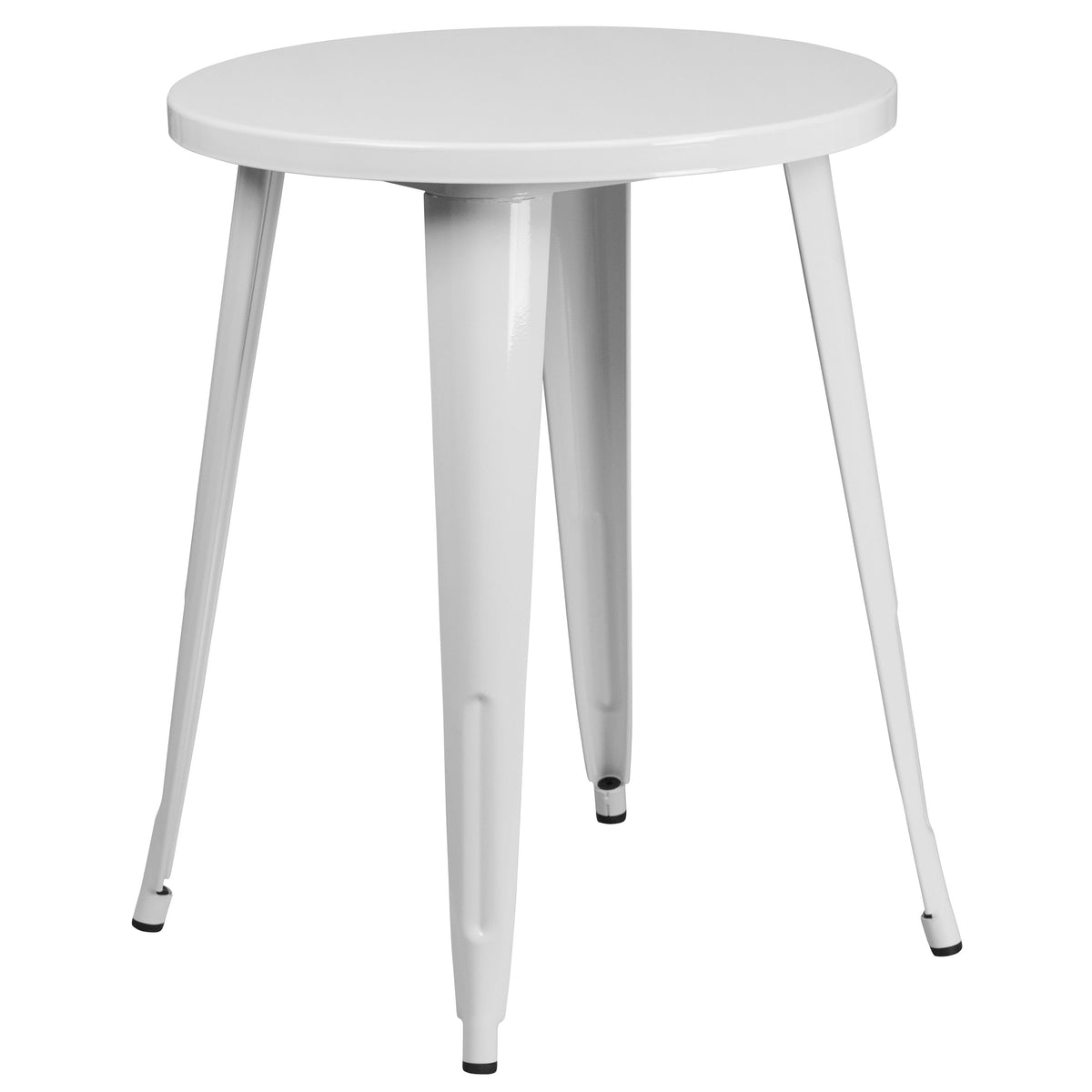 White |#| 24inch Round White Metal Indoor-Outdoor Table - Restaurant Furniture - Café Table