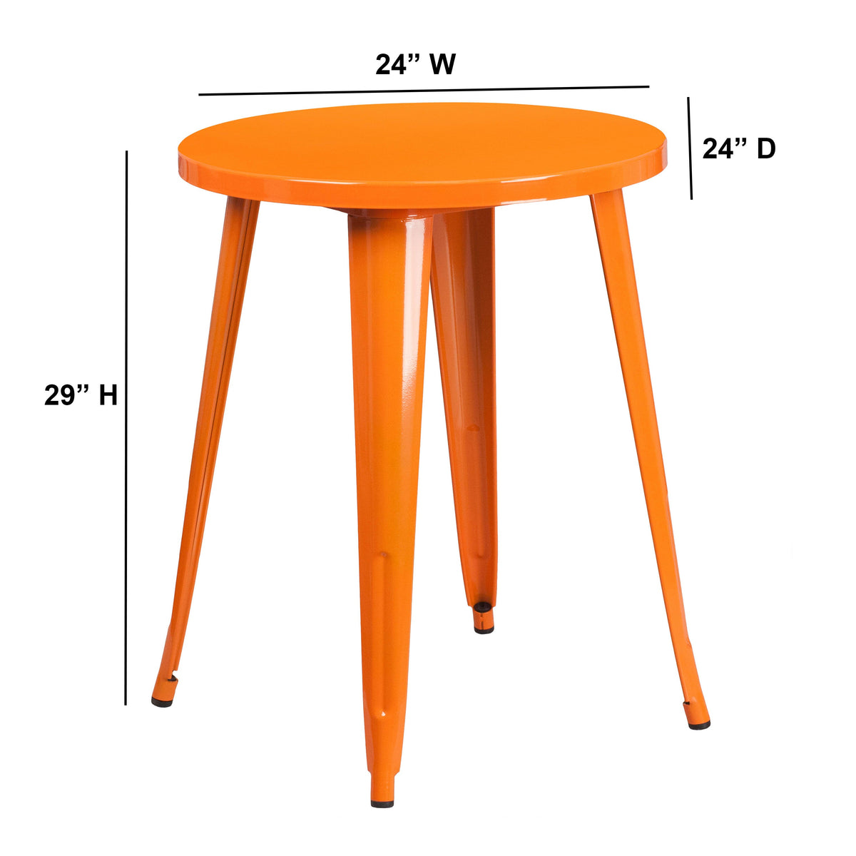 Orange |#| 24inch Round Orange Metal Indoor-Outdoor Table - Restaurant Furniture - Café Table
