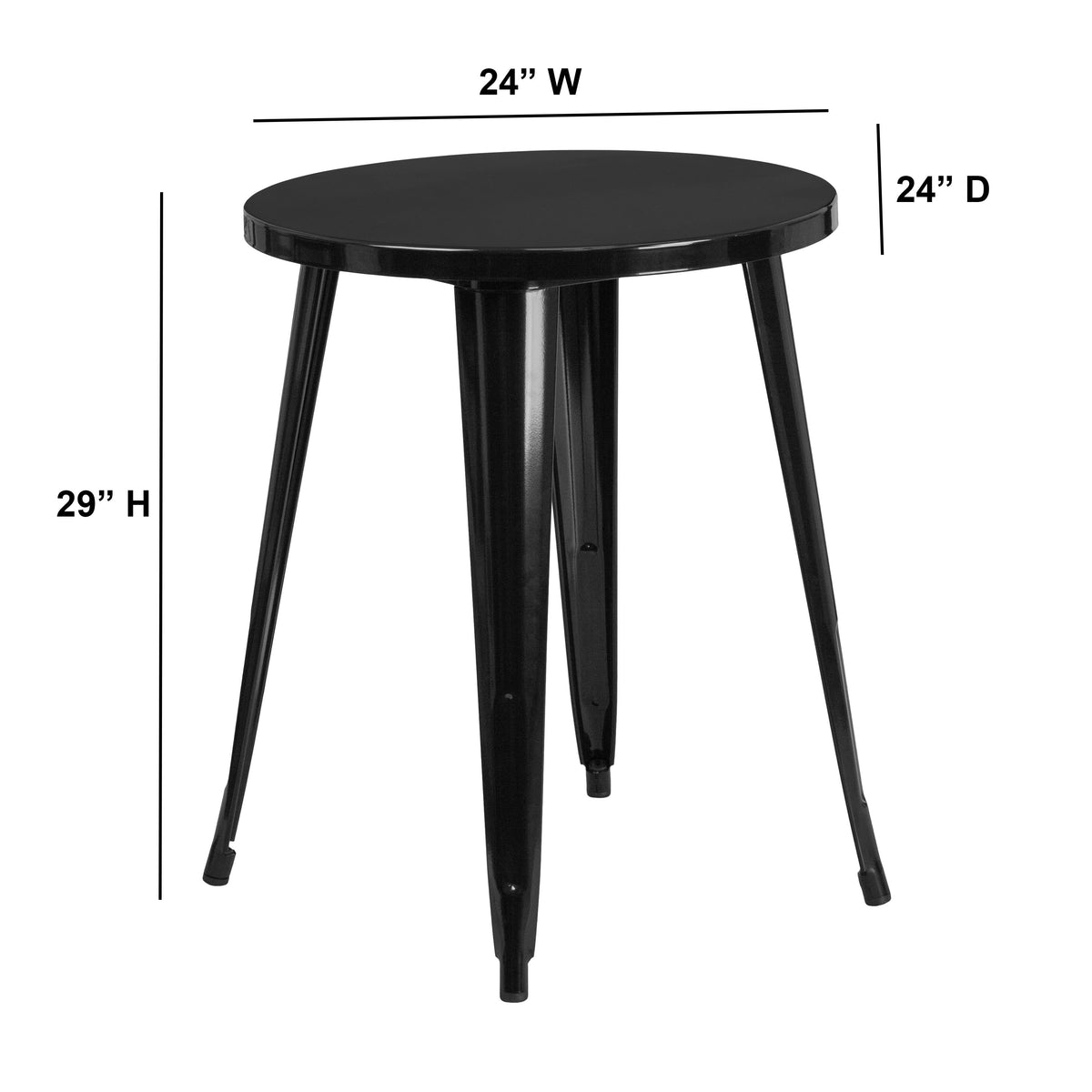 Black |#| 24inch Round Black Metal Indoor-Outdoor Table - Restaurant Furniture