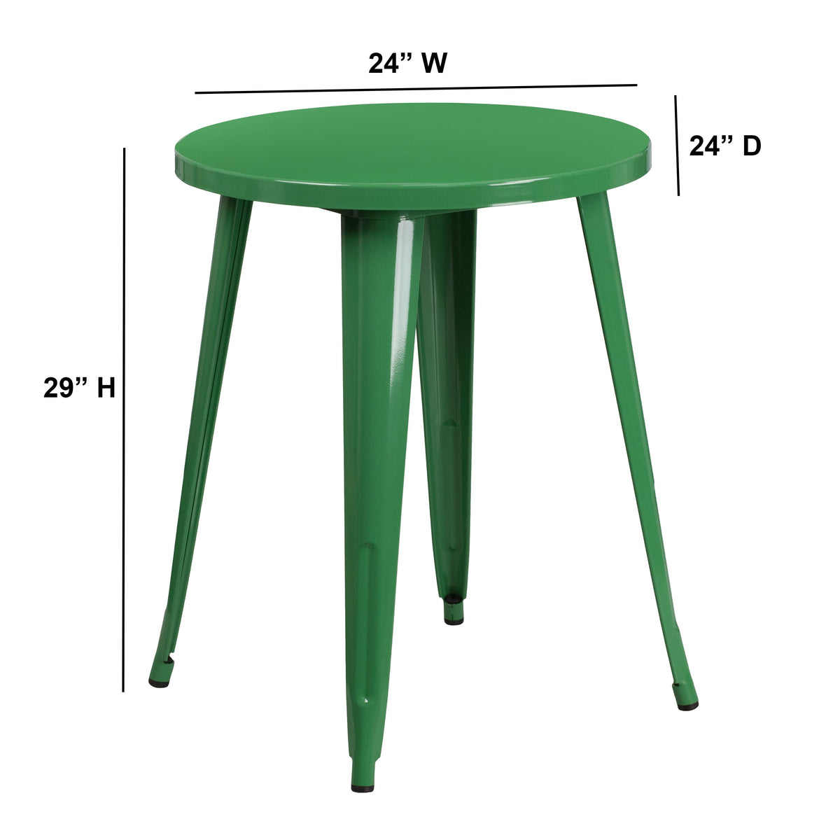 Green |#| 24inch Round Green Metal Indoor-Outdoor Table - Restaurant Furniture