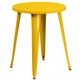 Yellow |#| 24inch Round Yellow Metal Indoor-Outdoor Table Set with 2 Cafe Chairs - Patio Set