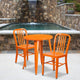 Orange |#| 24inch Round Orange Metal Indoor-Outdoor Table Set w/ 2 Vertical Slat Back Chairs