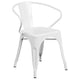 White |#| 24inch Round White Metal Indoor-Outdoor Table Set with 4 Arm Chairs