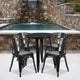 Black |#| 24inch Round Black Metal Indoor-Outdoor Table Set with 4 Arm Chairs