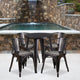 Black-Antique Gold |#| 24inch Round Black-Antique Gold Metal Indoor-Outdoor Table Set with 4 Arm Chairs