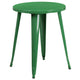 Green |#| 24inch Round Green Metal Indoor-Outdoor Table Set with 4 Arm Chairs