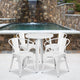 White |#| 24inch Round White Metal Indoor-Outdoor Table Set with 4 Arm Chairs