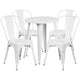 White |#| 24inch Round White Metal Indoor-Outdoor Table Set with 4 Cafe Chairs