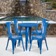 Blue |#| 24inch Round Blue Metal Indoor-Outdoor Table Set with 4 Cafe Chairs
