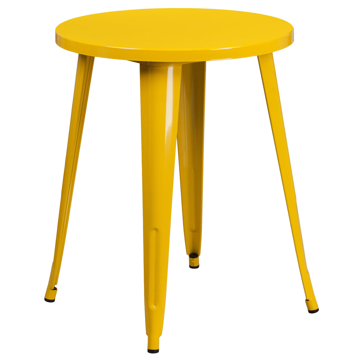 Yellow |#| 24inch Round Yellow Metal Indoor-Outdoor Table Set with 4 Cafe Chairs