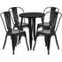 Commercial Grade 24" Round Metal Indoor-Outdoor Table Set with 4 Cafe Chairs