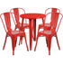 Commercial Grade 24" Round Metal Indoor-Outdoor Table Set with 4 Cafe Chairs