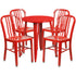 Commercial Grade 24" Round Metal Indoor-Outdoor Table Set with 4 Vertical Slat Back Chairs