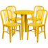 Commercial Grade 24" Round Metal Indoor-Outdoor Table Set with 4 Vertical Slat Back Chairs