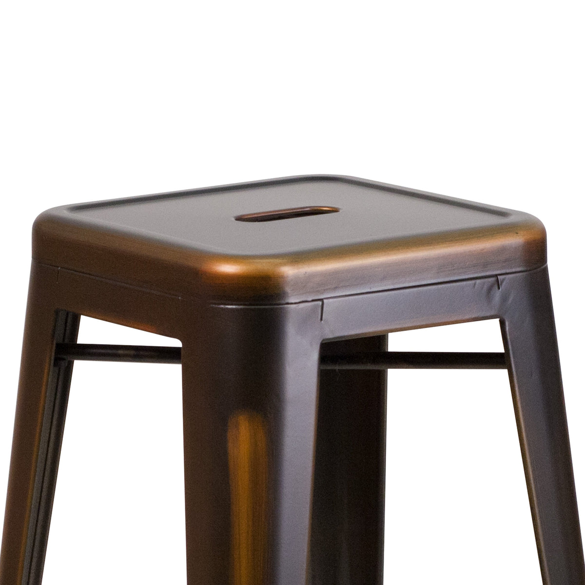 Copper |#| 30inch High Backless Distressed Copper Metal Indoor-Outdoor Barstool - Patio Chair