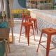 Kelly Red |#| 30inch High Backless Distressed Red Metal Indoor-Outdoor Barstool - Patio Chair
