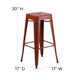 Kelly Red |#| 30inch High Backless Distressed Red Metal Indoor-Outdoor Barstool - Patio Chair