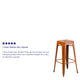 Orange |#| 30inch High Backless Distressed Orange Metal Indoor-Outdoor Barstool - Patio Chair