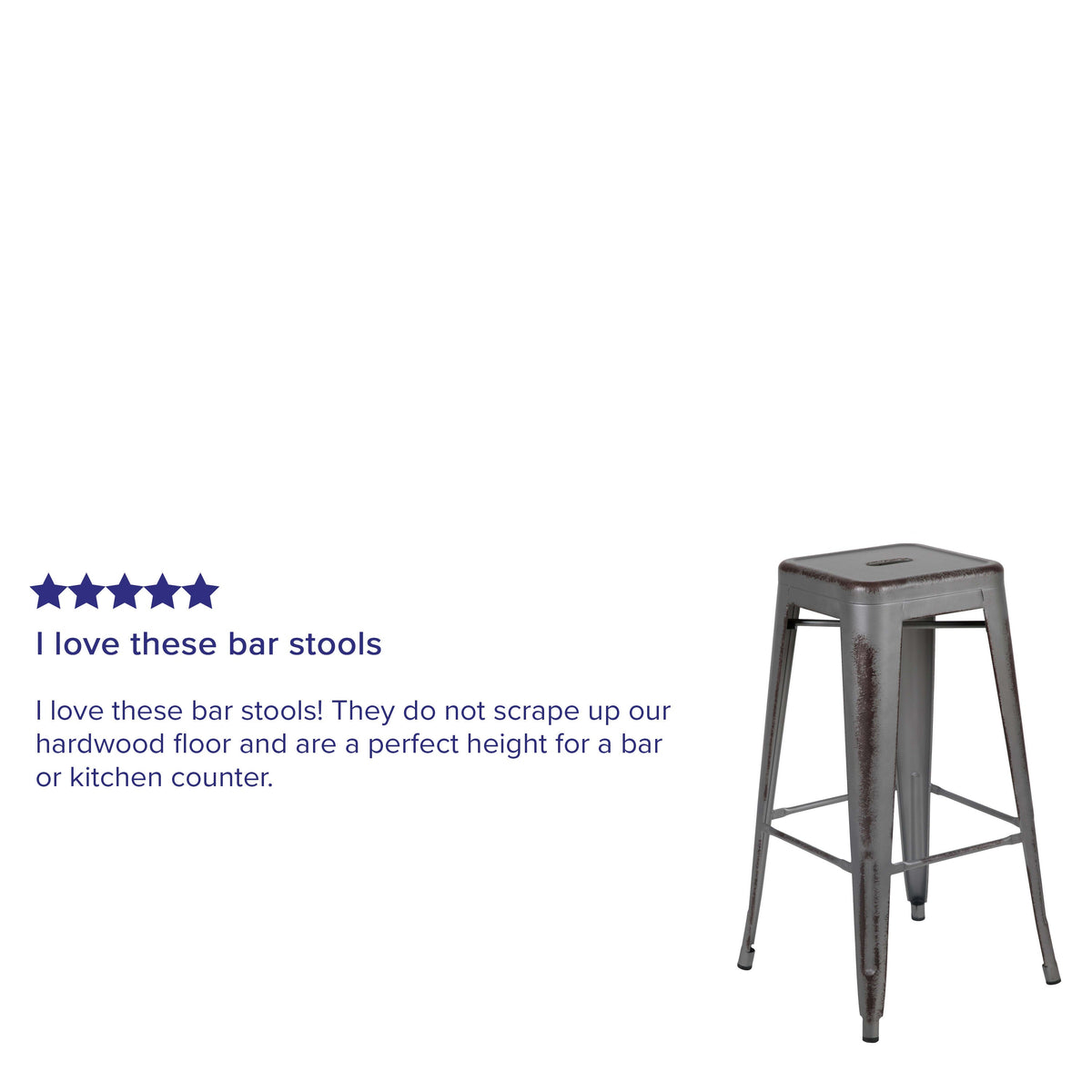 Silver Gray |#| 30inchH Backless Distressed Silver Gray Metal Indoor-Outdoor Dining Barstool