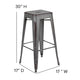 Silver Gray |#| 30inchH Backless Distressed Silver Gray Metal Indoor-Outdoor Dining Barstool
