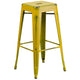 Yellow |#| 30inch High Backless Distressed Yellow Metal Indoor-Outdoor Barstool - Patio Chair