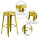 Yellow |#| 30inch High Backless Distressed Yellow Metal Indoor-Outdoor Barstool - Patio Chair