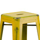 Yellow |#| 30inch High Backless Distressed Yellow Metal Indoor-Outdoor Barstool - Patio Chair